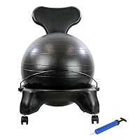 CANDO Ball Chair Inflatable Ergonomic Active Seating Exercise Ball Chair with Air Pump for Home, Office, and Classroom,Black, 22