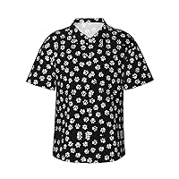 Paw Print Men's Casual Button-Down Hawaiian Shirts â€“ Funky Tropical Summer Outfits â€“ Retro Printed Beach Wear for Men