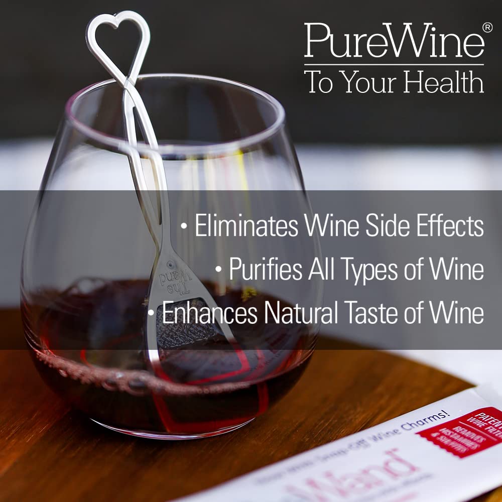 PureWine Wine Wands Enhanced Purifier, Filters Histamines and Sulfites - May Reduce and Alleviate Wine Allergies & Sensitivities - Wine Glass Charm for Gifting, Holidays