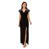 Adrianna Papell Women's Beaded Jersey and Chiffon Gown