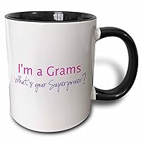 3dRose I'M A Grams-What'S Your Superpower-Hot Funny Gift For Grandma Mug, 1 Count (Pack of 1), Black/Pink
