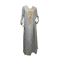 Spring Summer Muslim Long Sleeve V-Neck Embroidery Polyester Long Abaya Muslim Dresses Women Abaya Dubai