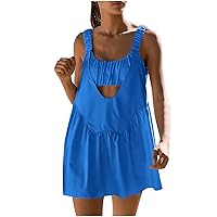 Women's Casual Dresses Fashion Sports Cut Out Loose Strap Summer Dress Loose Ruched Short Dresses Trendy 2024