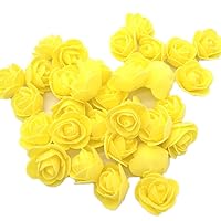Artificial Flowers 100PCS 3CM Mini Fake Roses for DIY Wedding Bouquets Centerpieces Party Baby Shower Home Decorations (Yellow)