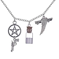 Supernatural Inspired Salt Bottle Protection Charm Necklace Pendant - Stainless Steel Chain
