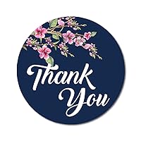 Round Apple Blossom Thank You Blue Stickers 1.6 Inches Envelope Seals-45 Pcs