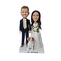 Customized Bobblehead figurine wedding cake topper，christmas gift dolls，Customized Bobblehead handmade Wedding Couple, personalized custom sculpture gifts, Wedding anniversary Couple 6.5inches)