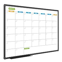 JILoffice Dry Erase Calendar Whiteboard - Magnetic White Board Calendar Monthly 36 X 24 Inch, Black Aluminum Frame Wall Mounted Board for Office Home and School