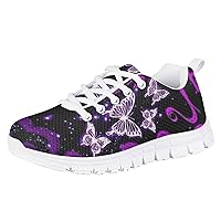 Girls Tennis Shoes Lightweight Running Sneakers for Kids Breathable Walking Shoes Lace Up Athletic Shoes Black Sole Size 11-5