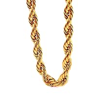 9mm Faux Big Gold Rope Chain Necklace, Sparkling 18K Fake Gold Rope Necklace Chain, 24