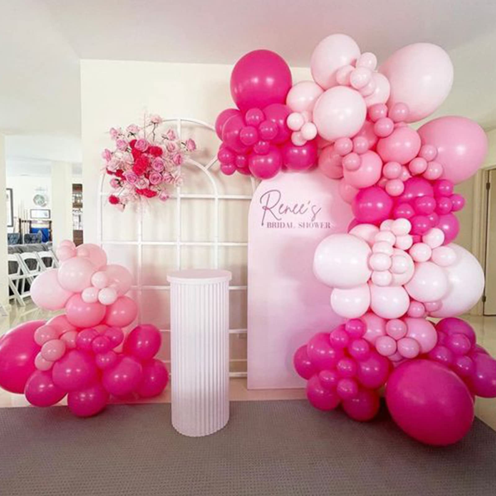 RUBFAC Hot Pink Balloons 105pcs and Pastel Pink Balloons 129pcs,Different Sizes 5/10/12/18 Inch for Garland Arch, for Wedding Birthday Anniversary Valentine's Day Theme Party Decoration
