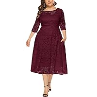 Birthday Evening Party Dresses for Women O-Neck Elegant Lace Prom Formal Cocktail Dress Plus Size