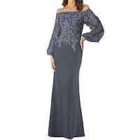 Mother of The Bride Dresses with Sleeves Chiffon Formal Evening Gowns Lace Appliques Long Wedding Party Prom Dress