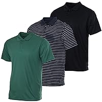 Real Essentials 3 Pack: Men's Quick-Dry Short Sleeve Athletic Performance Polo Shirt (Available in Big & Tall)