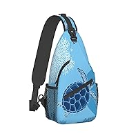 Sea Turtle Sling Bag Crossbody Travel Hiking Bags Mini Chest Backpack Casual Shoulder Daypack for Women Men with Strap Lightweight Outdoor Sport Climbing Runners