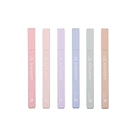 Alohaster HPSIZEE Aesthetic Cute Highlighters Mild Assorted Colors With Soft Chisel Tip, No Bleed Dry Fast Easy to Hold, for Journal Bible Planner Notes School Office Supplies, 6 Pack - Happiness