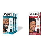 Just For Men Mustache & Beard, Beard Dye with Brush Included - Jet Black, M-60, Pack of 3 & Easy Comb-In Color Mens Hair Dye, Easy No Mix Application with Comb Applicator