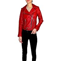 MIchael Michael Kors Women's Red Leather Moto Jacket