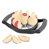 Newness Apple Cutter Slicer, 12-Slice [Large Size] Durable Heavy Duty Apple Corer, Greatly Quicken Slicing Apple Divider, Wedger, Fruits & Vegetables Slicer for Apple, Pear and More, Black