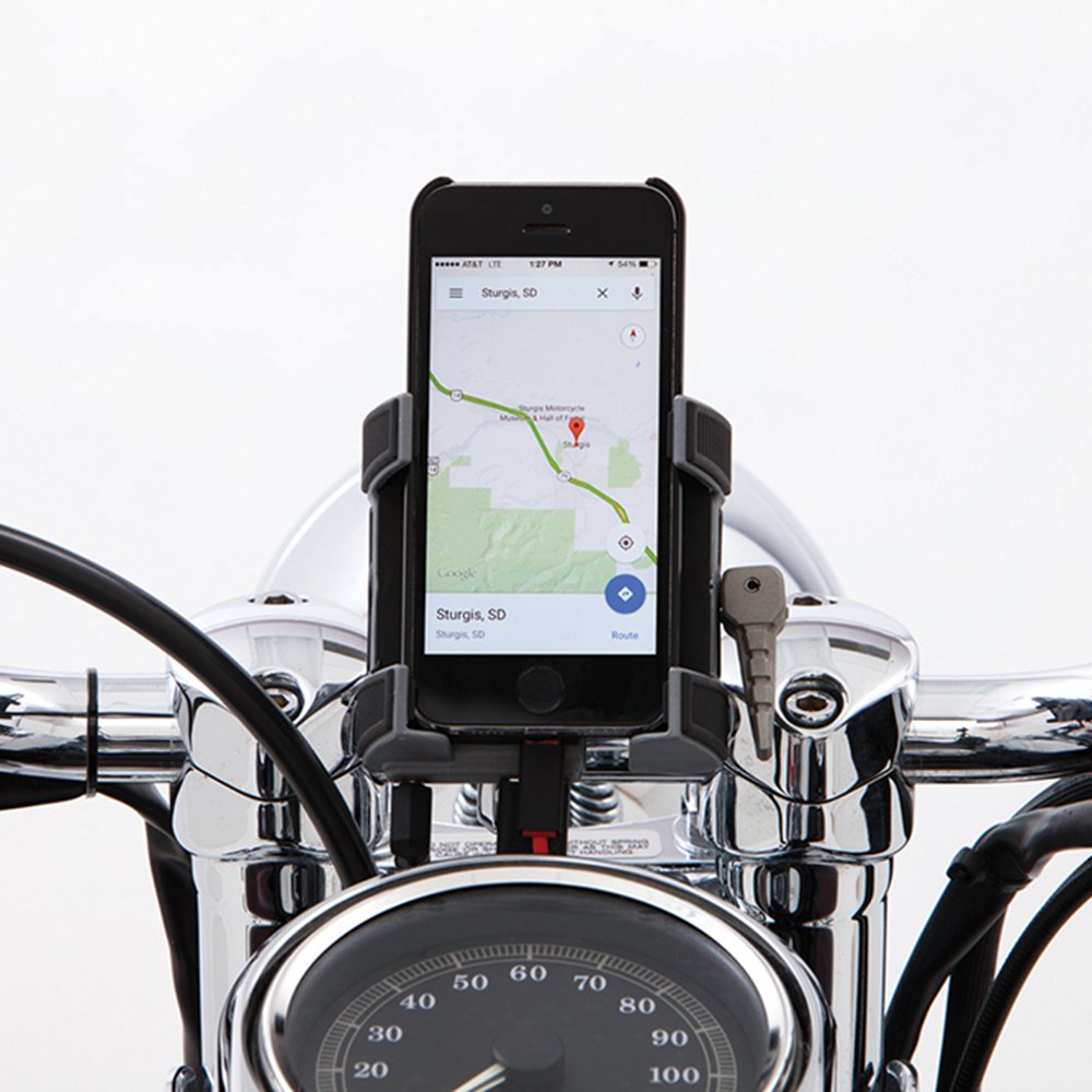Ciro 50212 Handlebar Mount Smartphone/GPS Holder With Charger (Chrome Handlebar Mount Smartphone/Gps Holder With Charger , Includes 7/8
