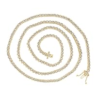 Dazzlingrock Collection 10kt Yellow Gold Mens Round White Diamond 20-inch Tennis Chain Necklace 3-5/8 Cttw