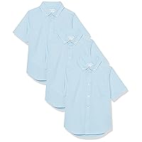 Amazon Essentials Boys' Uniform Short-Sleeve Woven Stretch Poplin Button-Down Shirts, Pack of 3