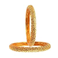 JewarHaat Indian Gold Bangle Handmade Work Gold Plated Leaf/Patti Design 2 Piece Kada Set Daily Use Fashion Jewelry for Women & Girls