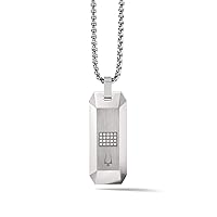 Men's Precisionist Round Box Link Chain Necklace with Dog Tag Pendant Style