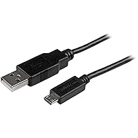 StarTech.com 15cm 6in Mobile Charge Sync USB to Slim Micro USB Cable for Phones & Tablets A to Micro B - M/M - Thin Micro USB Charge Cable (USBAUB15CMBK)