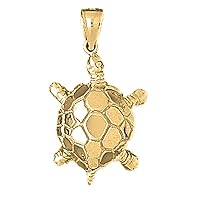 18K Yellow Gold Turtles Pendant, Made in USA