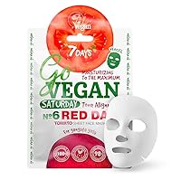 7DAYS Vegan Face Sheet Mask Beauty Tomato Beetroot Laminaria Ginger Extract Organic Natural Ingredients Tissue Mask For All Skin Types 25g GOVEGAN