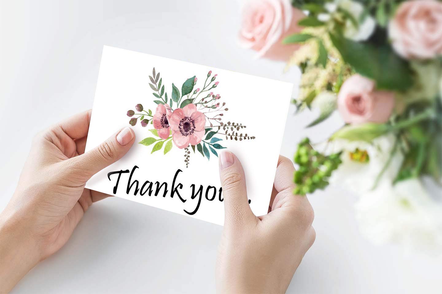 SUPHOUSE Teacher Thank You Cards with Envelopes Set, Thank You Cards Teacher Appreciation,Small Business,Baby Shower Thank You Cards, Wedding Thank You Cards Pink Floral Style,48 Bulk Pack