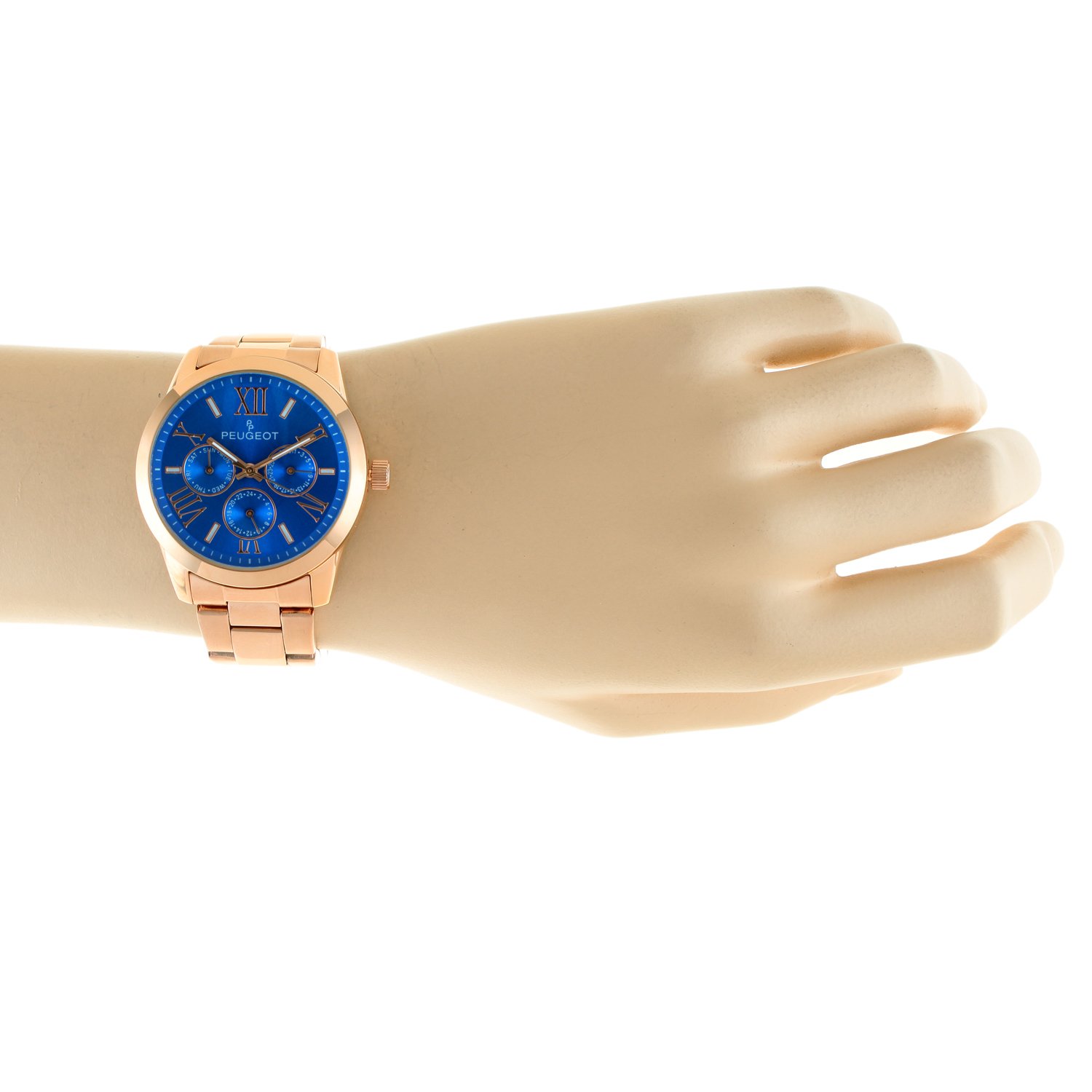 Peugeot Women's 7095BL Analog Display Japanese Quartz Rose Gold Blue Dial Watch