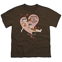 Betty Boop - Breaking Hearts Youth T-Shirt in Coffee
