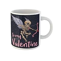 Coffee Mug My Valentine St Day Handcrafted Cupid Skeleton 11 Oz Ceramic Tea Cup Mugs Best Gift Or Souvenir For Family Friends Coworkers