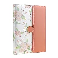 Floral Magnetic Journals, Elegant Faux Leather Hard Cover B6 Executive Notebook Travel Diary, peach blossom flowers
