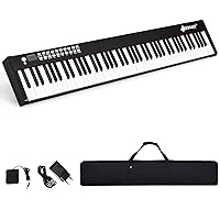 GOPLUS 61/88 Keys Digital Piano with Velocity Standard Keys, Portable E-Piano with 128 Sounds & Rhythms, Pedal, Keyboard with Teaching & Metronome Functions, MIDI (88 Keys, Black)