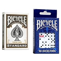 Bicycle Black Playing Cards, Standard Index, 1 Deck & Dice, 10 Count (Six Sided, 16 mm)