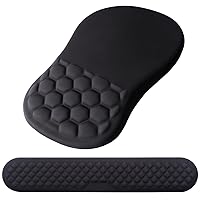 Mouse Pad Wrist Support, Laokiiy 2 in1 Keyboard Wrist Rest+ Ergonomic Mouse Pad, Non-Slip Wrist Rest for Computer Keyboard, Made Easy Typing & Relieve Wrist Pain（Black)