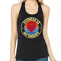 Fitness is My Therapy Women's Racerback Tank - Retro Design Tank Top - Themed Workout Tank