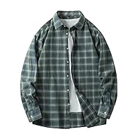 Men Shirt Plaid% Cotton Flannel Long Sleeve Plus Size Loose Autumn Street Casual Oversized Male Soft Dress