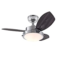 Westinghouse 7224100 Wengue Indoor Ceiling Fan with Light, 30 Inch, Chrome