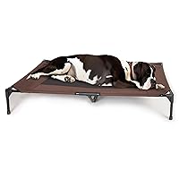 K&H Pet Products Elevated Outdoor Dog Cot Bed, Raised Cooling Bed with Washable Breathable Mesh for XL Dogs, Portable Raised Pet Bed, Heavy Duty Metal Frame Hammock Bed, Jumbo, Chocolate/Black Mesh
