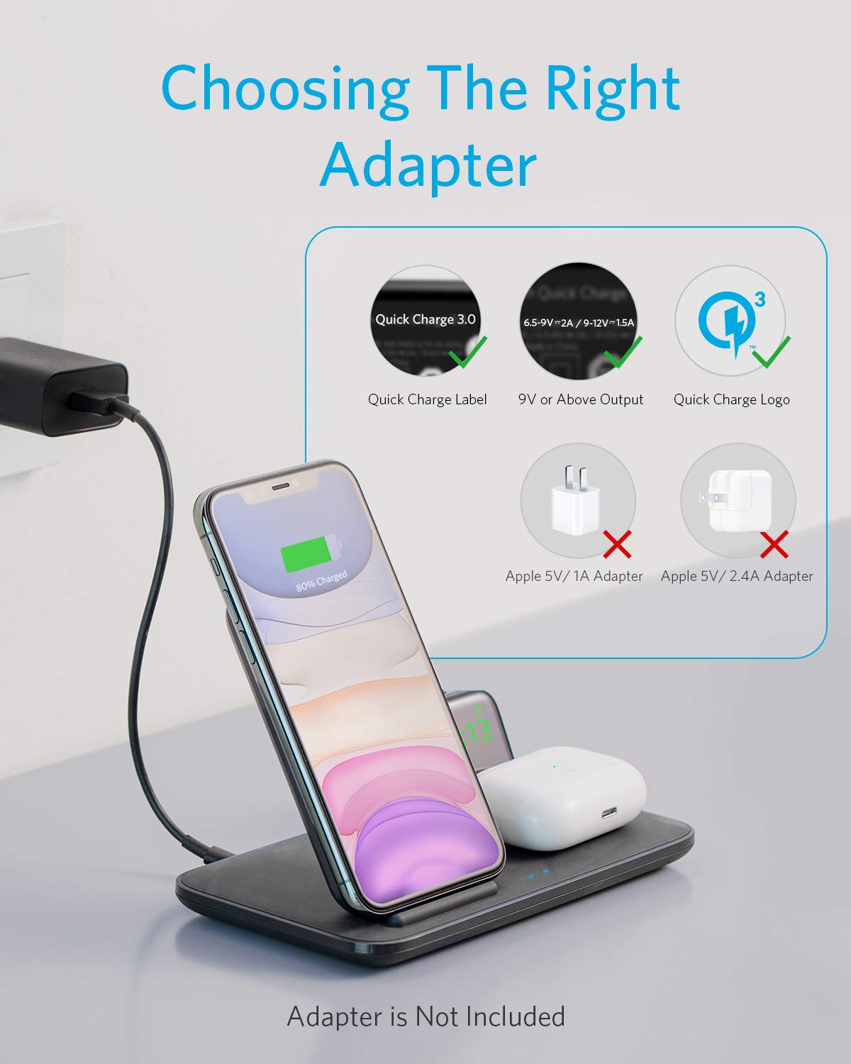 Mua Anker Wireless Charging Station for Apple, PowerWave 3-in-1 Qi-Certified  Stand for iPhone 14 Series, AirPods Pro, Apple Watch Series 1-6 (Watch  Charging Cable & QC Adapter Not Included) trên Amazon Mỹ