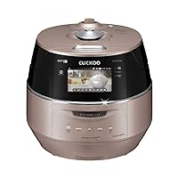 Cuckoo CRP-FHVR1008L cup Induction Heating Pressure Rice Cooker – 18+ Built-in Programs including Glutinous, GABA, Baking, My Recipe and More, LED Screen, Korean Only, No English, 10 C, Pink Gold