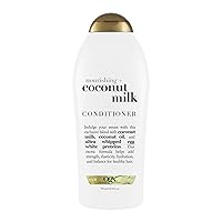 OGX Nourishing + Coconut Milk Moisturizing Conditioner for Strong & Healthy Hair, with Coconut Milk, Coconut Oil & Egg White Protein, Paraben-Free, Sulfate-Free Surfactants, 25.4 fl oz