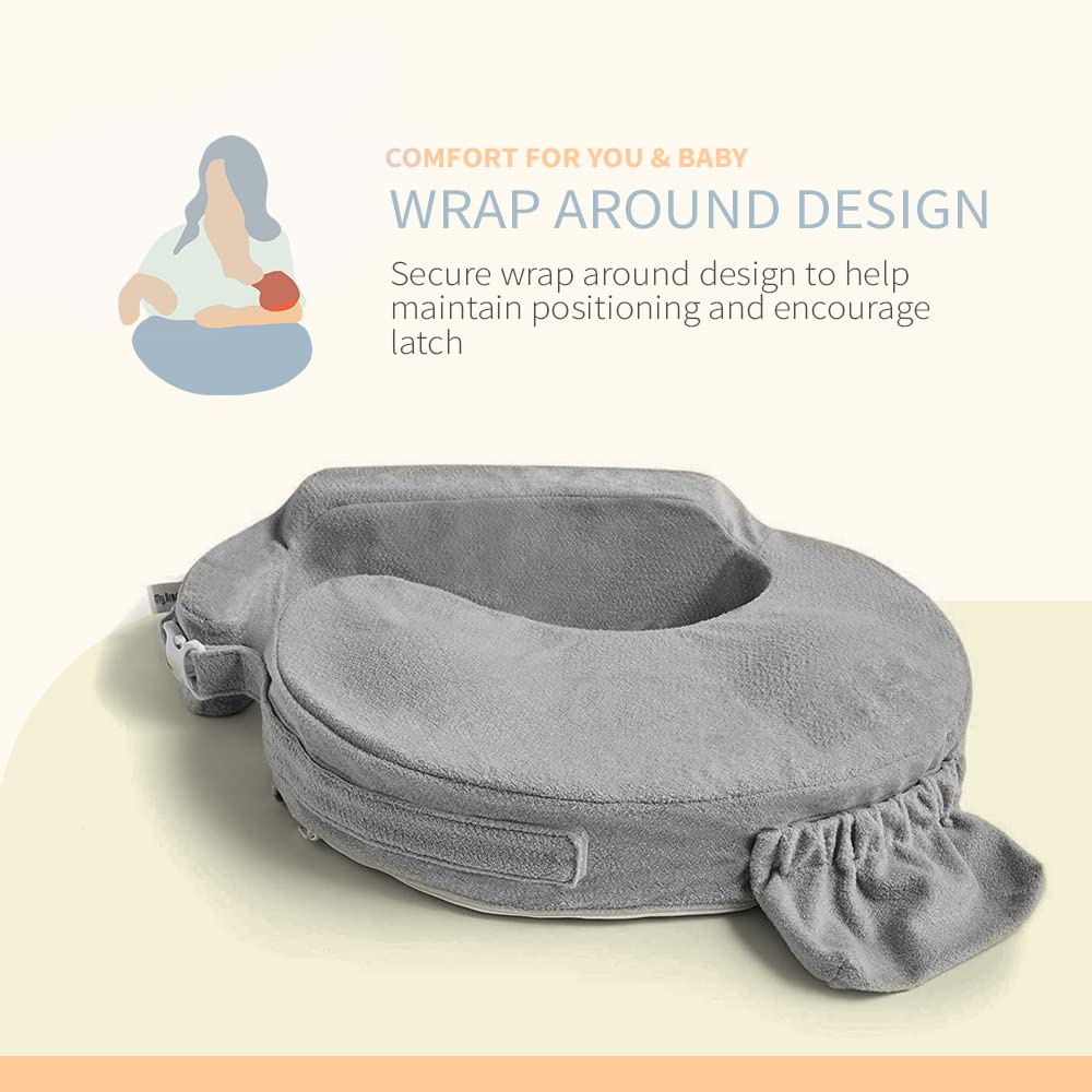 My Brest Friend Deluxe Nursing Pillow for Breastfeeding & Bottle Feeding, Enhanced Posture Support, Double Straps & Removable Extra Soft Slipcover, Evening Grey