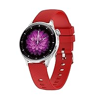 HANDA Smart Watch for Women, Fitness Tracker Smartwatch with Heart Rate Blood Pressure Sleep Monitor Bluetooth Call Pedometer IP67 Waterproof Activity Android iOS (Red Silicone), (X1), 1.19 inch