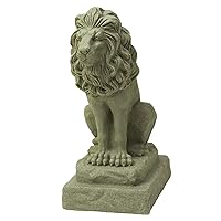 Guardian Lion Statue – Natural Sandstone Appearance – Made of Resin – Lightweight – 28” Height