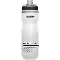 CamelBak Podium Chill Insulated Bike Water Bottle - Easy Squeeze Bottle - Fits Most Bike Cages - 21oz, White/Black